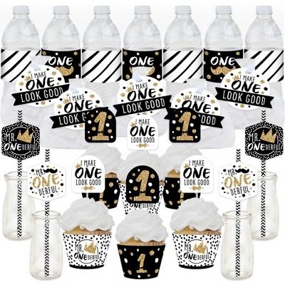 Big Dot of Happiness 1st Birthday Little Mr. Onederful - Boy First Birthday Party Favors and Cupcake Kit - Fabulous Favor Party Pack - 100 Pieces