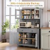 Kitchen Pantry Cabinet with Microwave Stand, Freestanding Hutch Cabinet with Buffet Cupboard, Tall Storage Cabinets with Adjustable Shelves - 4 of 4