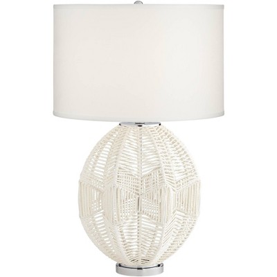 Kathy Ireland North Shore 28 3/4" Tall Basket Coastal Tropical Modern End Table Lamp White String Single Off-White Shade Living Room Bedroom Bedside