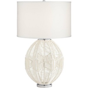 Kathy Ireland North Shore 28 3/4" Tall Basket Coastal Tropical Modern End Table Lamp White String Single Off-White Shade Living Room Bedroom Bedside - 1 of 4