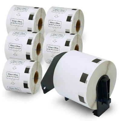 BETCKEY - Compatible Barcode Labels Replacement for Brother DK-1209 Use with Brother QL Label Printers 6 Rolls + 1 Reusable Cartridge