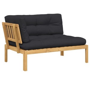 vidaXL Patio Pallet Corner Sofa - Black Cushions, Solid Acacia Wood, Modular Design, Outdoor/Garden/Terrace Furniture - 1 of 4