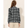 INSPIRE CHIC Women's Bow Tie Neck Keyhole Back Grid Checks Office Work Blouses - 3 of 4