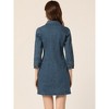 INSPIRE CHIC Women's 3/4 Sleeve Button Down Denim Shirt Dress - 4 of 4