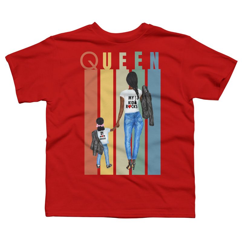 Boy's Design By Humans Mother's Day Black Mom Queen Retro Stripes By duron4 T-Shirt, 1 of 3