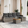 vidaXL Patio Sofa Set with Cushions Outdoor Furniture 6 Piece Poly Rattan - Gray without storage - 2 of 4
