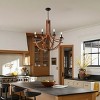 BAOURE Rustic Foyer Chandelier 8 Light Farmhouse Candle Style Light Fixtures, 30in Vintage Faux Wood Chandeliers for Dining Room Entryway, Brown - 4 of 4