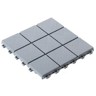 Gray Plastic Interlocking Square Outdoor Deck Tiles with Water Protection