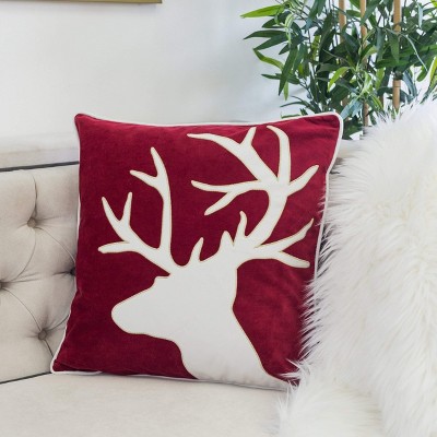 NicBex 20" Square Holiday Reindeer Velvet Accent Pillow,Christmas Winter Couch Pillows with Insert,Festive Decorative Pillows for Bed