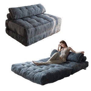 MAXYOYO Corduroy Folding Sofa Bed, Convertible Sleeper Chair with Pillow Foldable Mattress with Back Support - 1 of 4