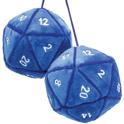 Toy Vault Blue 20-Sided Plush Dice for Car Mirror; Hanging Dice Danglers for Auto Rearview Mirror