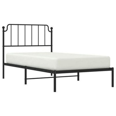 vidaXL Metal Bed Frame with Headboard - Black Steel Construction
