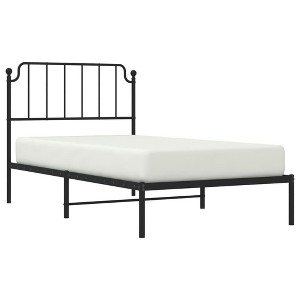 vidaXL Metal Bed Frame with Headboard - Black Steel Construction - 1 of 4