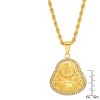 Steeltime 30" Men's 18k gold plated stainless steel buddha pendant with simulated diamonds - 3 of 4