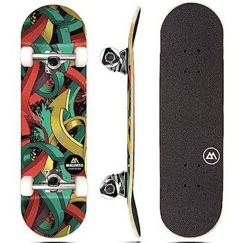 Magneto Skateboard | Maple Wood | ABEC 5 Bearings | Double Kick Concave Deck | For Beginners, Teens & Adults (Graffiti)