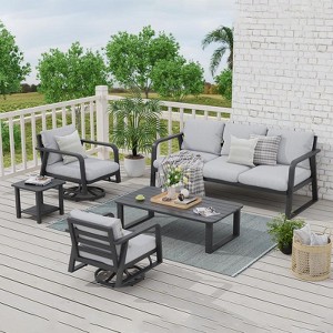 SUGOLD Outdoor Patio Furniture Set, Small Sectional Conversation Set, All-Weather Wicker Furniture Sofa Set, L-Shaped Outdoor Patio Seating with - 1 of 4
