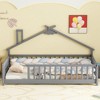 Twin Size Montessori Floor Bed with Safety Guardrails and Door for Toddler - 2 of 4