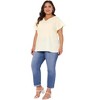 Agnes Orinda Women's Plus Size Textured V Neck Ruffle Short Sleeve Casual Tops - 3 of 4