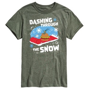 Men's - SpongeBob SquarePants - Dashing Through The Snow Plankton Christmas Short Sleeve Graphic T-Shirt - 1 of 4