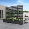 PexFix 73 in. x 47 in. Outdoor Metal Trellis with Planter Box Privacy Screen Garden Fence Wall Applique in Black - 3 of 4