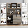 Whizmax 70" Farmhouse Coffee Bar Wine Cabinet with Sliding Barn Doors and Storage,Tall Kitchen Hutch with Wine & Glasses Rack for Kitchen, Dining Room - 4 of 4