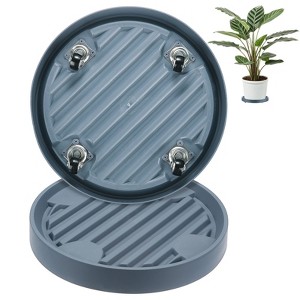 Unique Bargains Rolling Plant Stand with Wheels for Indoor 2 Packs Gray 10 Inch