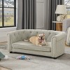 LAOTIES Luxury Linen Pet Sofa,Breathable And Durable Dog Couch With Tufted Design,Soft Washable Cushion And Arc Backrest - 2 of 4