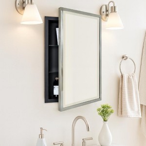 TEHOME Rectangular Metal Framed Recessed Bathroom Medicine Cabinet with Mirror - 1 of 4