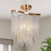 LNC Shoebill 4-Lights 13" Mid-Century Modern Luxury Chain Semi-Flush Mount Lights,Brass and Silver - 2 of 4