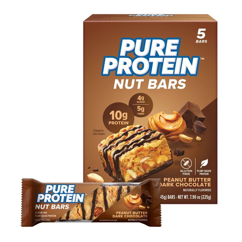 Pure Protein Nut Bar - Peanut Butter Dark Chocolate - 5ct, 1 of 7
