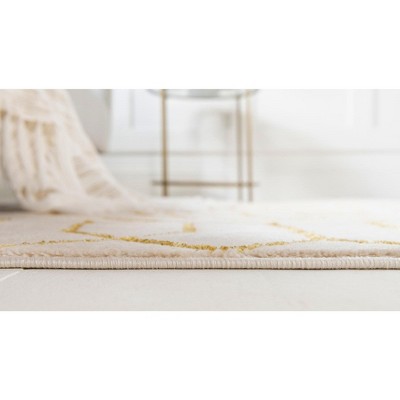 Elegant White Gold Trellis 9' x 12' Synthetic Area Rug
