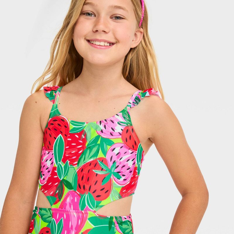 Girls&#39; &#39;Berry Sweet&#39; Fruit Printed One Piece Swimsuit - Cat &#38; Jack&#8482;, 3 of 5