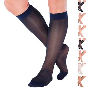 Absolute Support Women 15–20mmHg Sheer Travel Compression Stockings – Knee High Flight Socks for Airplane, Circulation & Swelling Relief, ATRAVEL101 - 1 of 4