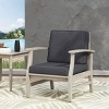 Outdoor Acacia Wood Armrests Club Chair,Fabric Upholstered Armrests Chair,Club Chair With Wood Frame And Slat Design Backrest-Coolbibila - 2 of 4