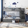 NicBex Twin over Twin Bunk Bed Pine Triple Bed Frame with Trundle, Storage Stairs and Full Length Guardrail for Bedroom, No Box Spring Required - 2 of 4