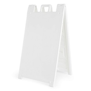 Plasticade 130NSBOXED Signicade Portable Storable Folding Heavy Duty Plastic A-Frame Double-Sided Sidewalk Sign with Locking Hinges, White - 1 of 4