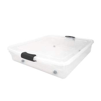 Homz 56 Qt Full/Queen Underbed Clear Plastic Latching Storage Container