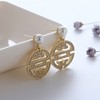 Flower Window Pattern Dangle Earrings for Women Pearl Cz Ginger Lyne Collection - 4 of 4