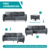Mjkone 3PCS Convertible Sectional Sofa Set, Linen 3-Seater Sofa & Loveseat Couch with Side Pocket, Storage Ottoman - 3 of 4