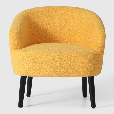 WestinTrends Alexandria 29" Wide Mid Century Modern Faux Shearling Barrel Accent Arm Chair