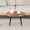 KTMBDW Round Coffee Table, Modern Coffee Table with Black Metal Leg and Annular Texture design, for Living Room, 23.6 Inches - 3 of 4