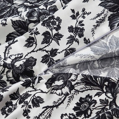 Betsey's Toile Black and White Floral Twin Duvet Set