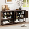 Bella Depot 59" Morden Striped Fluted Sideboard with 4 Door Bottom Shelf - 3 of 4