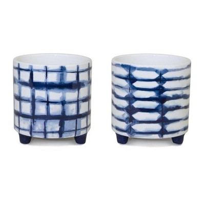 Melrose Tie-Dye Design Footed Planter (Set of 2)