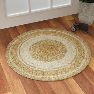Maxax Braided Jute Area Rug, Round Natural, Hand Woven Farmhouse Reversible Rugs for Living Room, Kitchen, Bedroom, - 1 of 3