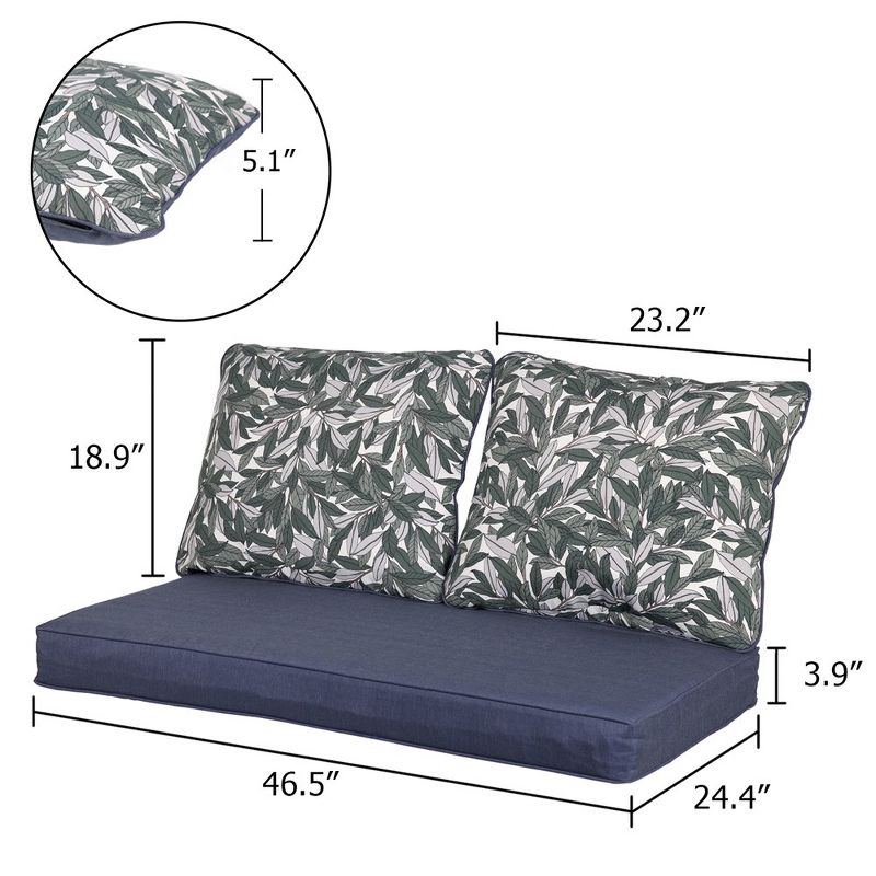 Aoodor Deep Seating Bench Loveseat Cushions Set - Set Of 3, 5 of 7