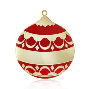 Gloria Duchin Red Enamel Christmas Ball Tree Ornament - 1 of 3