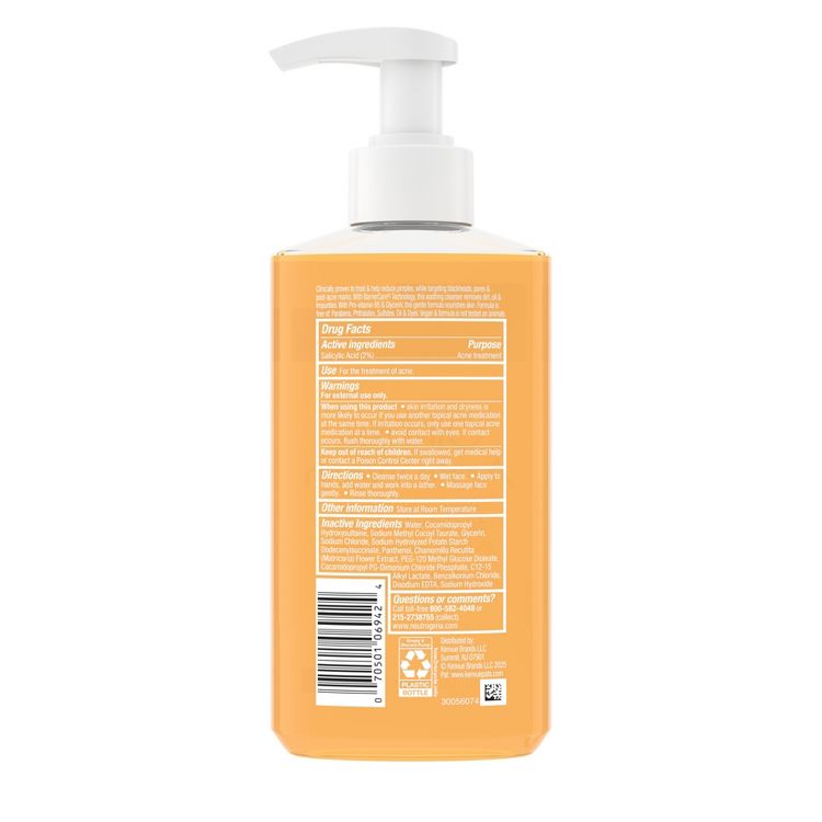 Neutrogena Oil-Free Acne Fighting Face Wash - Fragrance Free - 9.1 fl oz, 2 of 11