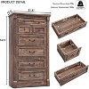 Farmhouse 7 Drawers Dresser for Bedroom,  57″ Tall Dressers w/Roman Column, Light Brown - 4 of 4