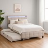 HomeRoots Beige Tufted Upholstered Lighted Queen Bed Frame With Trundle And USB And Drawers - 2 of 4
